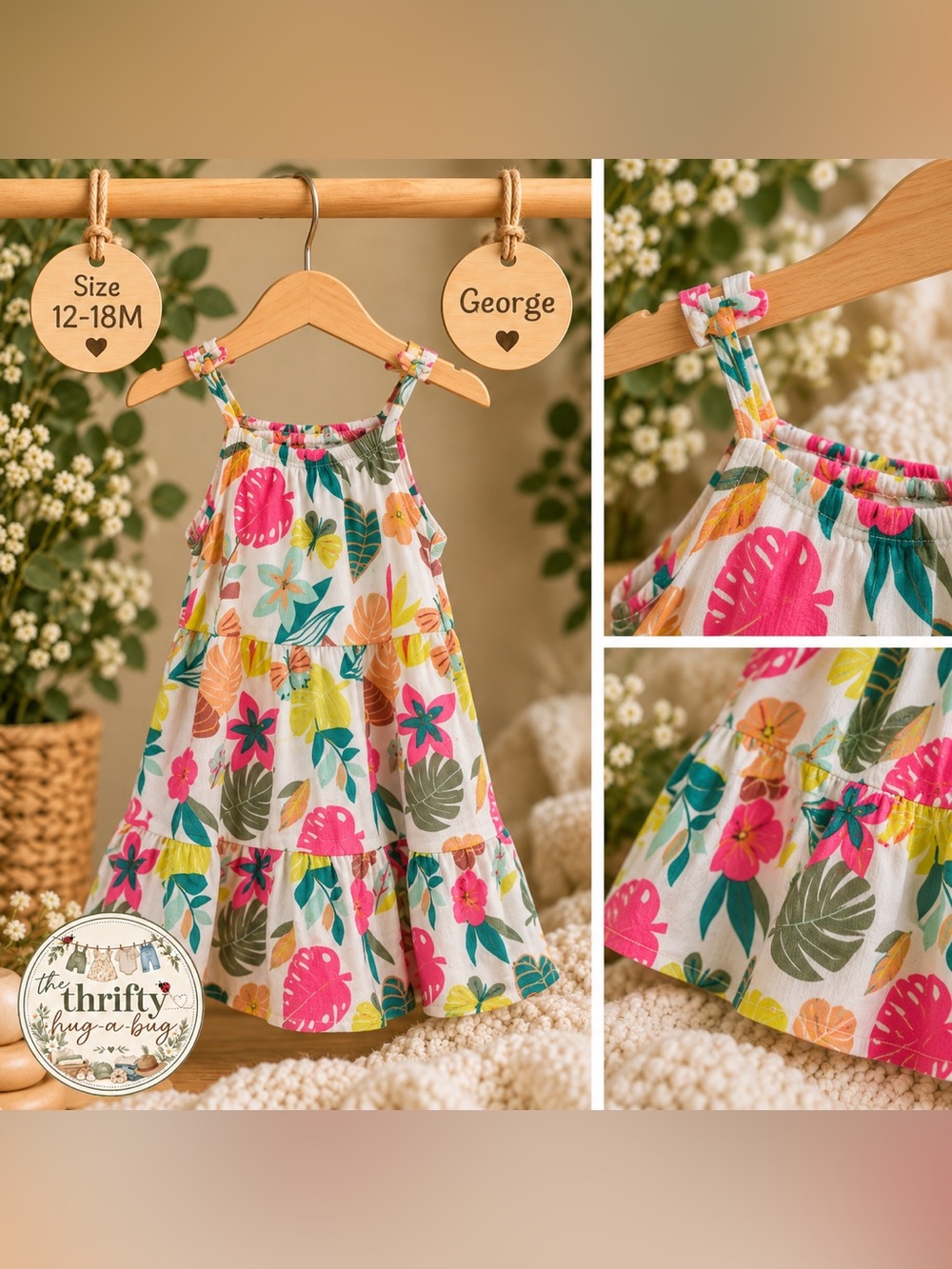 George Toddler Tropical Floral Sundress 12–18M | Tiered Summer Dress